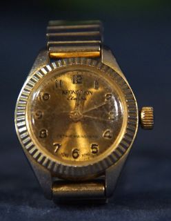 VINTAGE 1970s KRONOTRON ELECTRA Gold Tone Mechanical Watch