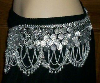 India Metal Coin Belt Belly Dance Gypsy Silver polish