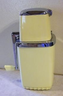 Vintage ReTrO MAID OF HONOR ICE CRUSHER Yellow & Chrome HAND CRANK