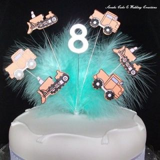 Truck & Digger Cake Topper, kids birthday cake decoration