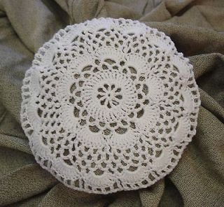 Large Hair Net Bun Cover White Hand Crocheted Amish Mennonite Flower 
