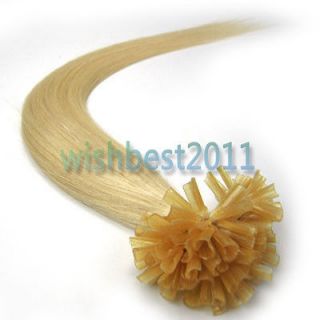   Nail Keratin tipped Human REMY Hair Extensions100S 613 Light blonde