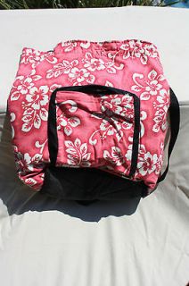 Pink Hawaiian Floral Backpack Style Beach Bag Open Top Zipper Pouch