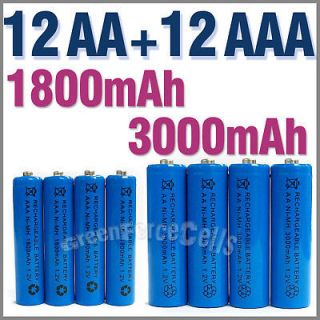   12 AA AA 2A 3A 1.2V 1800mAh 3000mAh Ni MH rechargeable battery Blue