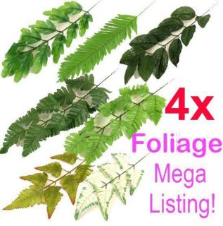 4x Artificial Leaves Foliage MEGA LISTING 11 TYPES For Flowers 