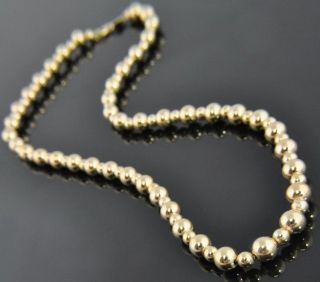   14K Yellow Gold Polished 4mm 6mm Bead Ball Strand Chain Necklace
