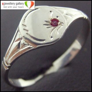 925 SOLID STERLING SILVER ANTIQUE RED RUBY ENGRAVED SIGNET TOE RING 