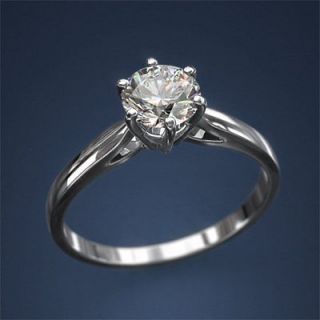 One Carat Solitaire Diamond Ring 1.3 Carat E VS2 14 K Engagement Round 