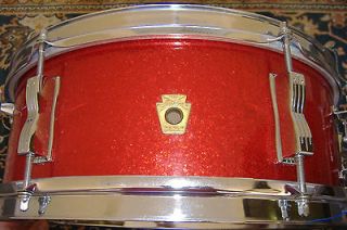Vintage 1964 LUDWIG PIONEER RED SPARKLE 5x14 SNARE AMAZING 