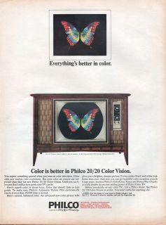 Philco 20/20 Color Vision TV Television~But​terfly~1965 Vintage 