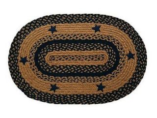   IHF Applique Star Navy/Jute Braided Oval Area/Accent Rug/Various Sizes