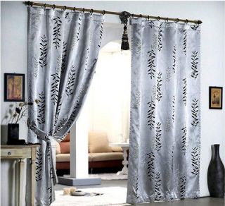   Leaves Thermal Insulated Blackout Curtains Gray, Sz110X90 A91