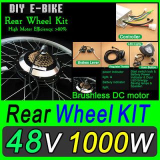 48V 1000W Rear Electric Bicycle Kit Hub Motor Scooter Wheel By Sea 7 8 