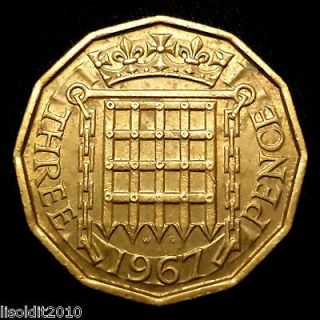   BRITAIN 1967  QUEEN ELIZABETH II  (Threepence)  VERY NICE COIN