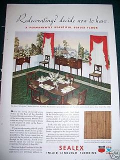 1934 Retro Dining Room Linoleum Flooring Ad