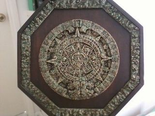 Aztec Calendar on Wood Plaque   Mexico