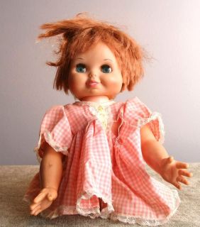 VINTAGE Remco TIPPY TUMBLES Red Hair Baby Girl Vinyl Doll TOY 1968