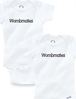 Wombmates Twins Set Of 2 Onesies Baby Clothing Shower Gift Funny Cute