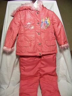   Disney Princess Winter Snow Suit Ski kids coat jacket 2pc fleece lined