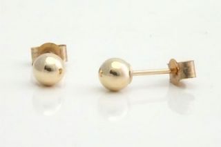 NEW 9ct GOLD 4mm Round Ball Studs Sleeper Earrings