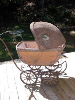 Antique THAYER Baby Carriage Buggy Pram Stroller   Display for dolls 