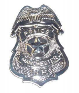 Metal Police Badge Stamped Manchester NH Police Costume Badge 51686
