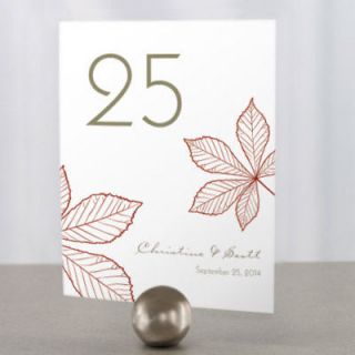 24 Autumn Fall Leaf Personalized Wedding Table Numbers