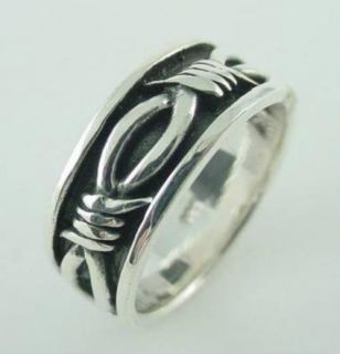 New Sterling Silver Barbed Wire Band Ring   Sizes 7 13