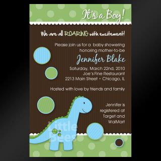 Adorable Dinosaur Baby Shower Birthday Invitations   Set of 10   Any 