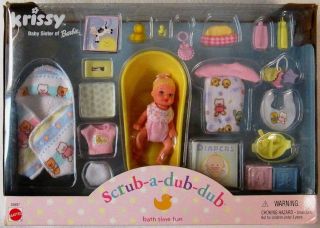  Baby Sister of Barbie, Scrub A Dub Du​b Bath Time Fun Doll Set (New
