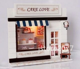 Wooden Dollhouse Miniature DIY House with Light Cake Love Shop (TY003)
