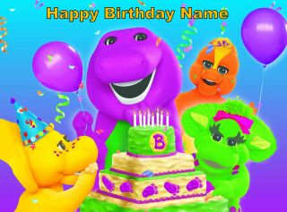 Barney and Friends Birthday Edible Image Cake Topper   1/4 sheet size