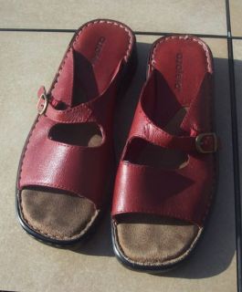Azaleia Red Leather Mule Clogs Slide Slip On Flat Sandal Shoes Size 6 