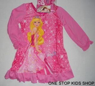 BARBIE Doll Toddler Girls 2T 3T 4T Pajamas NIGHTGOWN & HAIR BAND Pjs 