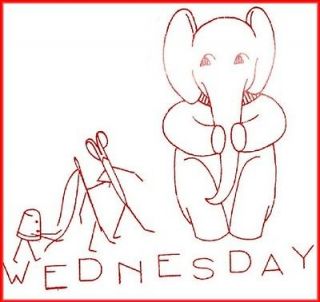 Hand Embroidery Pattern 5516 Days of the Week Elephants for 50s Dish 