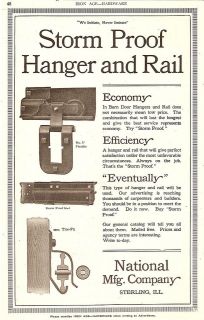 LARGE 1912 NATIONAL STORM PROOF BARN DOOR HANGER & RAIL & TRACK AD 