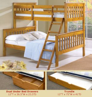 Twin over Twin Mission Bunk Bed   Honey  Kids Furniture