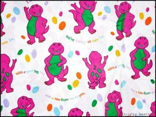 Vintage Barney Dinosaur Cartoon Characters Kids Print Bedsheet