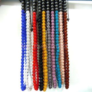   Handmade Shamballa & Hematite Beads Necklace Adjustable 