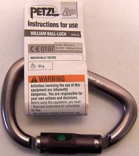 PETZL WILLIAM BALL LOCK PROFESSIONAL GRADE CARABINER