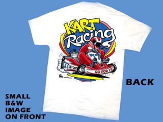 Kart Racing T Shirt white GO FOR IT 5 adult sizes
