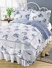 BLUE ROSE BLOSSOM Twin Full Queen or King QUILT SET   COUNTRY WHITE 