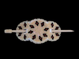 Auth.Native American Indian Beaded Basket Design Stick Hair Barrette