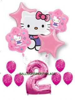 HELLO KITTY PINK PURPLE 2ND birthday damask party balloons SECOND 