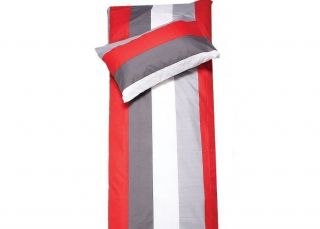   TWIN Duvet NEW Modern Cover Set, RED   GRAY   WHITE Stripes, Sealed