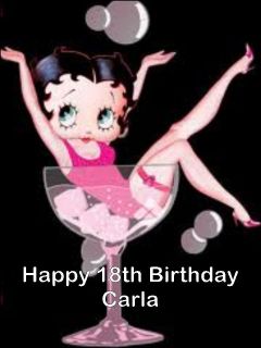 Birthday Cake Topper Betty Boop Champayne Personalised Icing Sheet A4