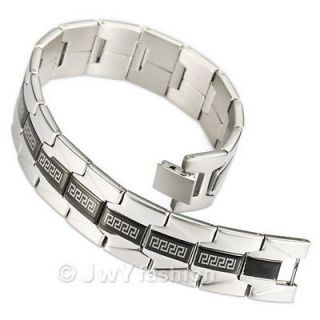   Black Silver Stainless Steel Bracelet Hand Link Chain Bangle VC746 New