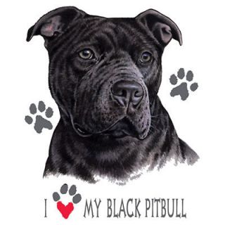 Dog Tshirt I Love My Black Pitbull Cute Puppy Pet Paw Canine