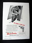 Black & Decker Electric Tools Holgun Drill 1956 print Ad advertisement