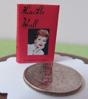 Dollhouse Miniature Book Lucille Ball Biography Printed Pages Made In 
